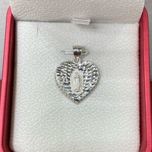 925 Sterling Silver Heart Guadalupe Pendant